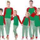 Benaive Matching Family Christmas Pajamas Set Boys Girls Holiday Pjs for Women Men Sleepwear (X-Small, 6585-striped-green-red)