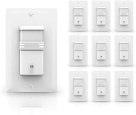 10 PC ECOELER Motion Sensor Light Switch, Occupancy & Vacancy Model Motion Activated Wall Switch, Single Pole Sensor Switch for Laundry, Garage, Neutral Wire Required, UL & FCC Listed