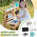 ROBUD Mud Kitchen for Kids Outdoor, Wooden Kids Mud Kitchen with Removable Sink, Planting Cup, Oven, Chalkboard, Utensils & Storage, Green Outdoor Play Kitchen for Ages 3+