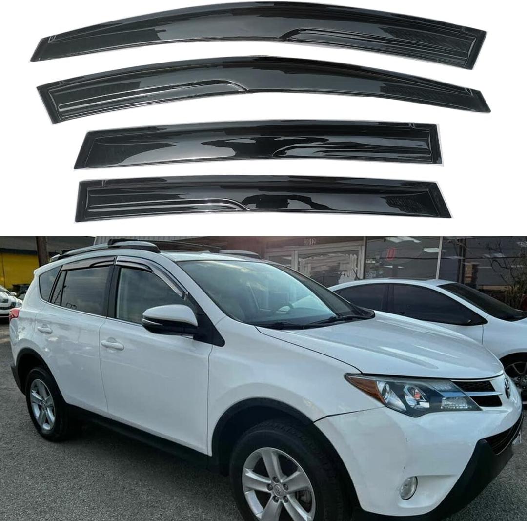 Side Car Window Visor Rain Guards Vent Deflectors for 2013-2018 Toyota RAV4, Sun Shade Front Rear SUV Accessories Smoke Tint 4pcs