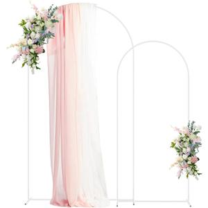 Asee'm White Metal Wedding Arch Stand (7.2FT,6FT) Set of 2 Arched Backdrop Frame for Ceremony Parties Birthday Baby Shower Garden Decoration