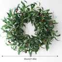22inch Artificial Olive Wreath Olive Branch Greenery Wreath with Olive Fruit Front Door Wreaths for All Seasons for Wedding Wall Home Decor