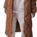 Tankaneo Women's Quilted Puffer Jacket Long Winter Coats Zip Up Baggy Down Outerwear with Pockets (Medium, Brown)