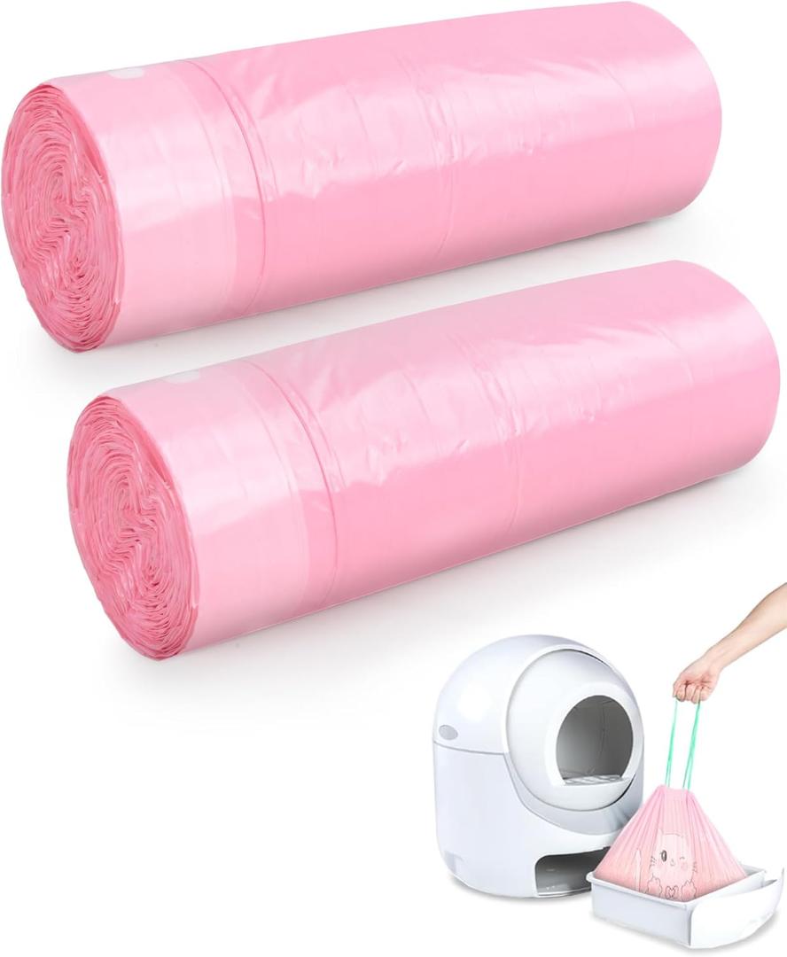 40 Count Cat Litter Box Liners for Automatic Cat Litter Box and Litter-Robot 4/3, Heavy-Duty, Extra Thick, Pink (20 Count (Pack of 2), Pink Kitten)