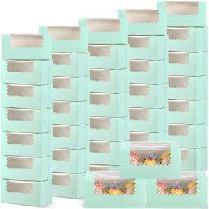 Ireer 60 Pcs 8x4x4 Inch Sage Green Bakery Boxes with Window Cookies Boxes Pumpkin Roll Container Donut Box Pastry Cake Packaging Safe for Wedding Cookies Loaf Muffins Breads Dessert Candies Treat