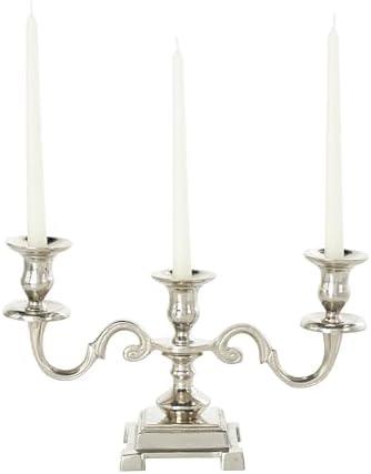 Deco Aluminum Metal Scrolled Candelabra Silver Pack of 2