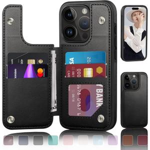 Designed for iPhone 16 Pro Max Case Wallet with Card Holder, [Magnetic Clasp Cover] [RFID Blocking Leather Protection] Shockproof Women Men Cases 6.9 Inch for Apple 16 Pro Max Black