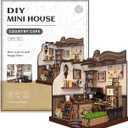 Roroom DIY Miniature Doll House with Furniture,Dollhouse Kit for Adults and Teens,Booknook Tiny House Bookshelf Decor Mini 3D Wooden Puzzle, Gifts for Family,Friends - Rural Coffee Shop - AW01-01