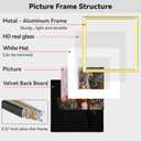 3 x 5x5 Picture Frame Set of 3, Gold Aluminum Metal Square Photo Frame with HD Glass, Fits 4x4 with Mat or 5 x 5 without Mat, Display For Tabletop or Wall Collage