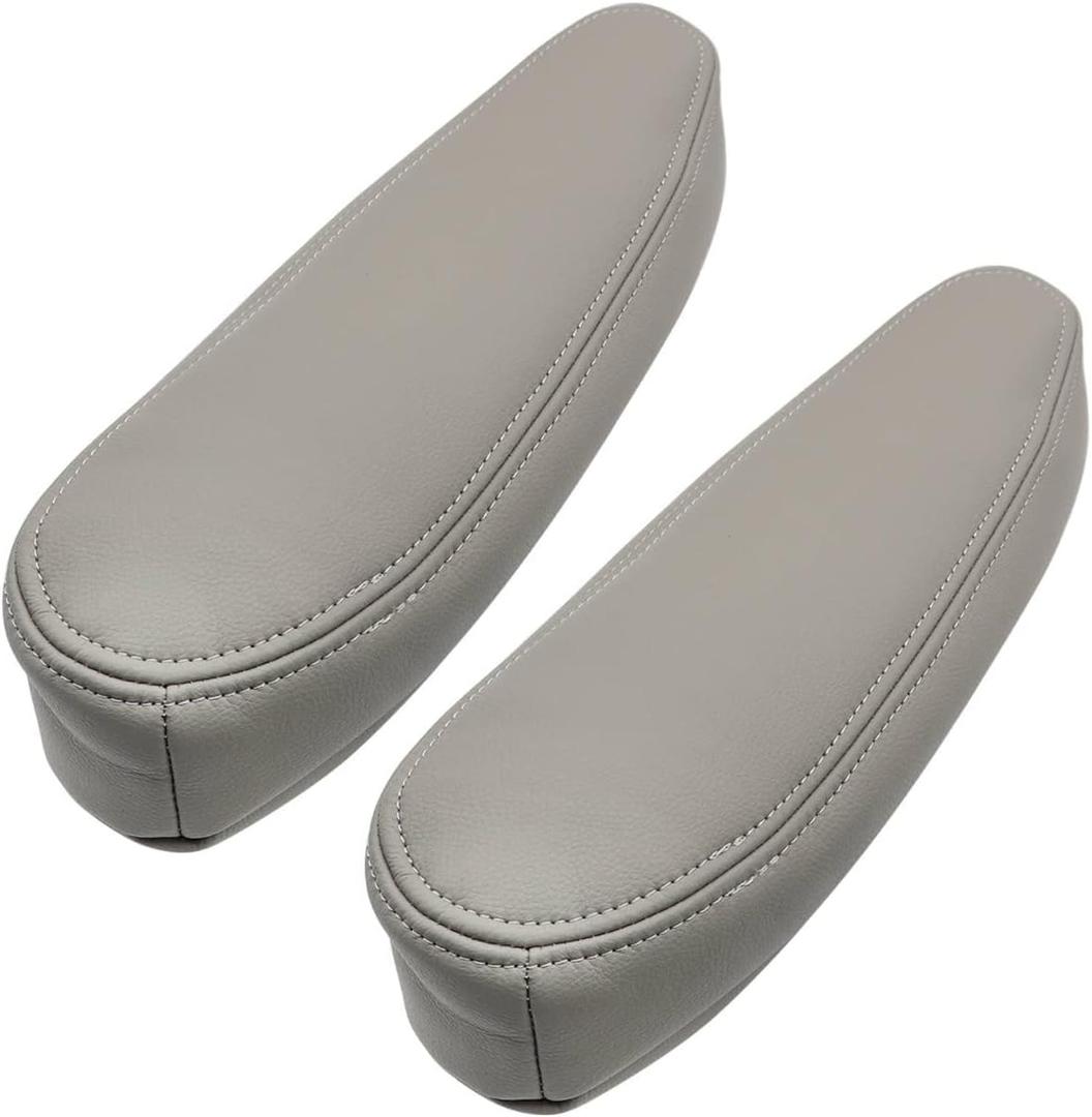 Priprilod # 922 Gray Leather Driver & Passenger Side Replacement Armrest Cover Compatible with Chevy Tahoe Suburban Silverado Avalanche GMC Sierra Yukon 2000 2001 2002 2003 2004 2005 2006