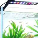 AQQA Aquarium Clip On Light,Fish Tank Full Spectrum LED Light, 24/7 Sunrise Sunrise Mode+10 Adjustable Brightness Levels+Detachable Bracket+RGB LEDs + USB and Adapter, for Freshwater (8W)