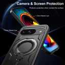 Magnetic Designed for Google Pixel 9/9 Pro Case with Ring Stand, Compatible with Magsafe Rotating Kickstand Slim for Men Protective Phone Case for Pixel 9/9 Pro Black