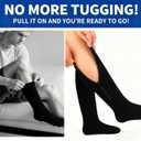 2 x Plus Size Compression Socks for Women Men Wide Calf L/XL-5XL (15-20mmhg) Knee High Socks Support Compression Stockings for Nurses and Flying (Zipper - 3 Pairs - Black)