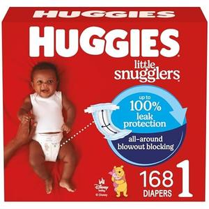 Huggies Size 1 Diapers, Little Snugglers Baby Diapers, Size 1 (8-14 lbs), 168 Count, Packaging May Vary