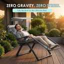 ATORPOK Padded Zero Gravity Lounge Chair - Foldable Patio Recliner w/Adjustable Canopy, Headrest & Cup Holder for Backyard, Poolside & Beach (Gray)