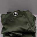 NICETOWN Dark Green Blackout Cafe Satin Curtains for Small Windows, 42" Wide by 84" Long, 2 Panels, Grommet Noise Reducing Faux Silk Blackout Drapes for Dining Room