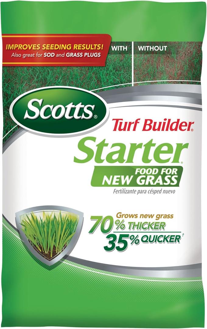 Scotts Turf Builder Starter Food for New Grass, 15 lb. - Lawn Fertilizer for Newly Planted Grass, Also Great for Sod and Grass Plugs - Covers 5,000 sq. ft.