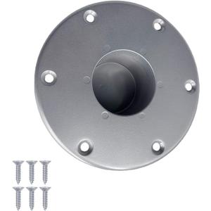 RV Trailer Pedestal Base Round Flush Mount Table Leg Base, Aluminum RV/Boat Pedestal Table Base Flange - Floor Mounting Base with 6 Mounting Holes - Includes Mounting ScrewsSilvery