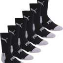 PUMA Boys' Crew Socks (6-Pack) (Black, S)