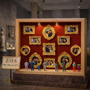MiniMuseum of Us,DIY MiniMuseum Silhouette Box,Personalized of Us Frame,Life in Box Frame Travel,Shadow with Miniature Figurines Frames,Photo DIY Simple Assembly for Anniversary,Wedding & Home Decor (Wood, Red)