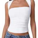 QINSEN Women's Square Neck Slim Fit Tank Top XL