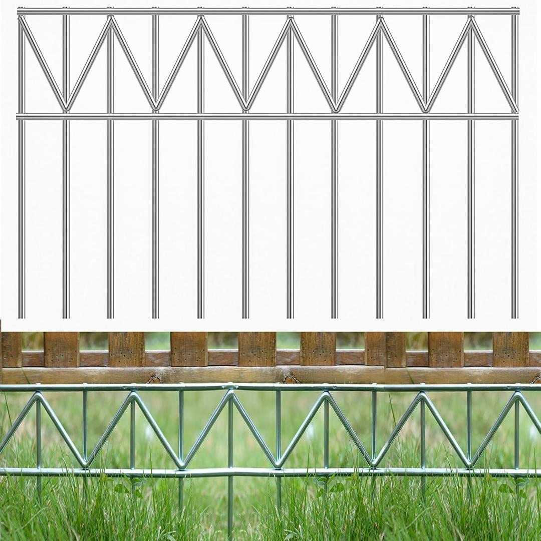 5 Pack 24" L x 15" H Animal Barrier Fence, Underground No Dig Fence Patented Product, 5.5mm Galvanized Stakes with 2 inch Spacing, Anti Digging for Dogs, Total 10Ft(L) X 15in(H) Silver