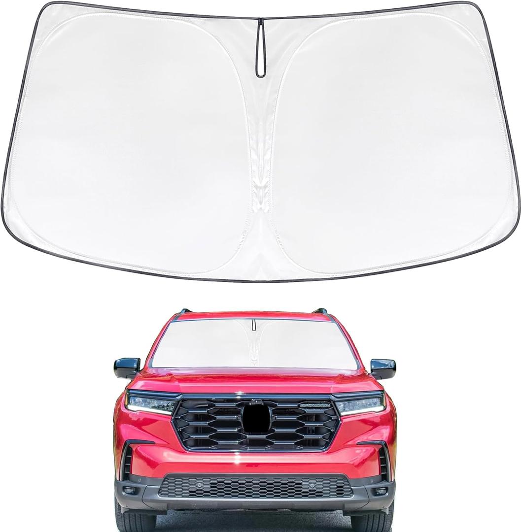 Windshield Sun Shade Compatible with Honda Pilot 2016-2026 240T Reflective Fabric Updated Sunshade Foldable Blocks UV Rays Reflective Protection Keep Your Car Cooler