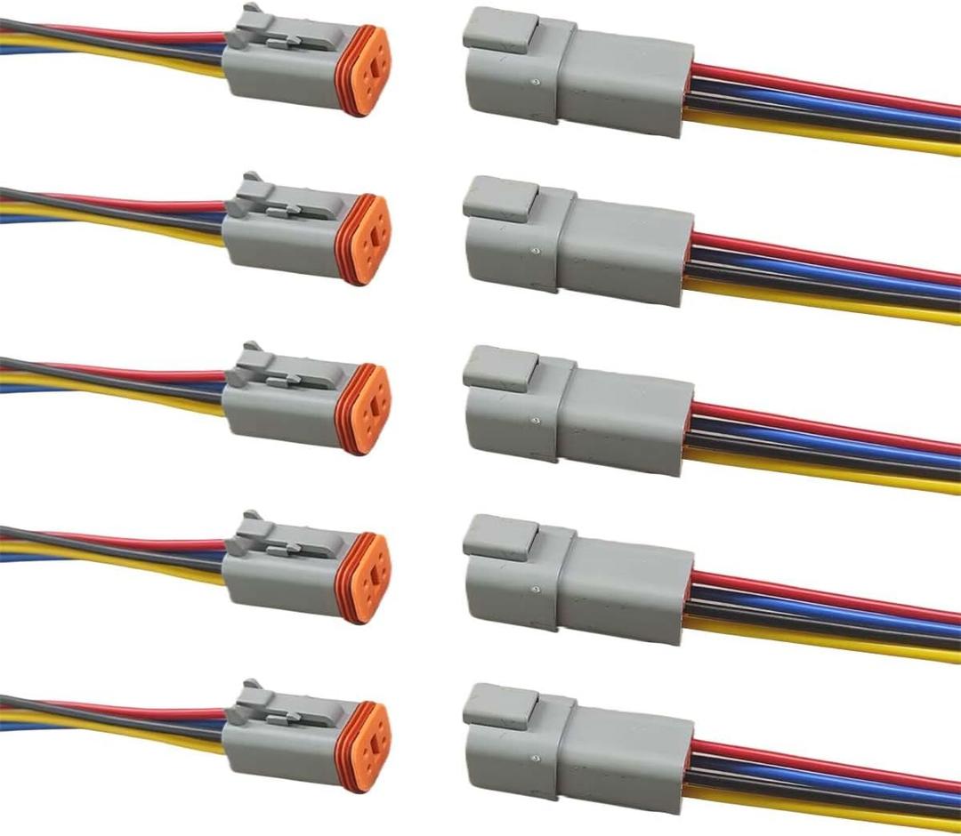 4 Pin Deutsch Car Waterproof Electrical Connector with 17AWG Cable Wire, 4 Way Automotive Male and Female Plug Wiring Harness, 4 Wire DT Pigtail for Cars, Boats, Trucks