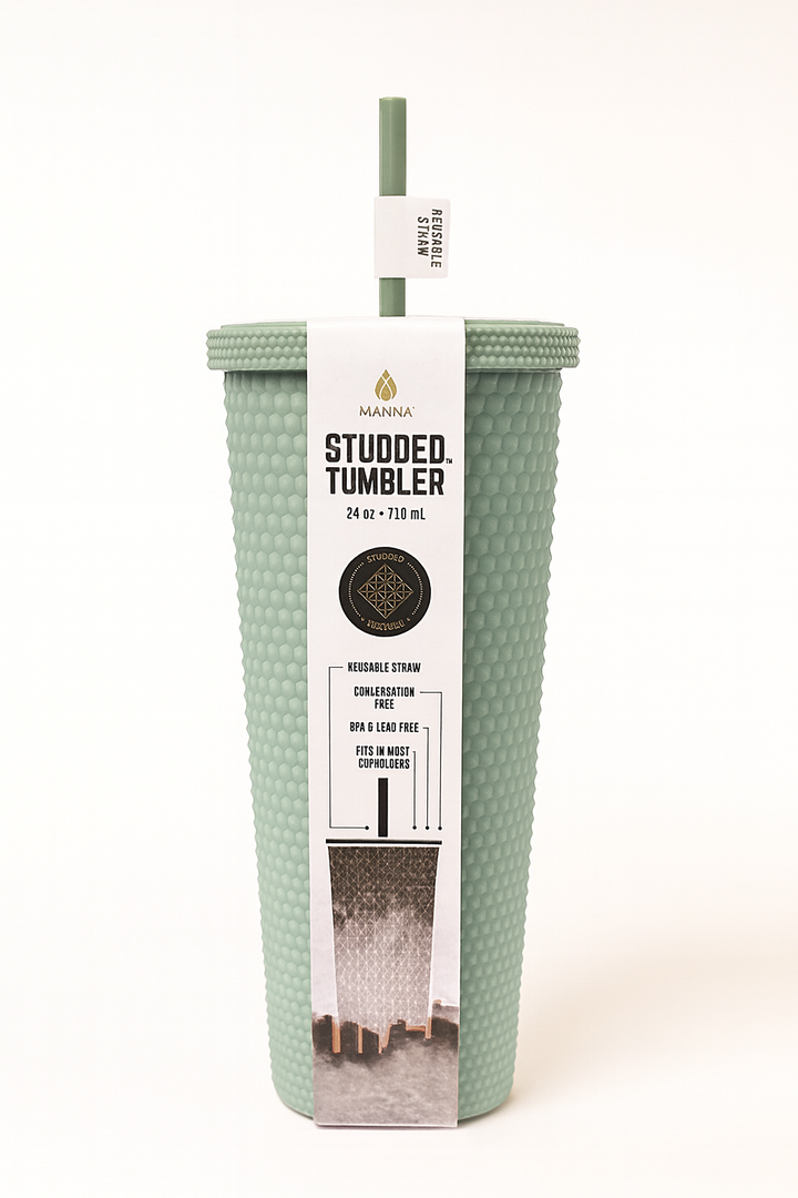 Manna Studded Tumbler 24 oz 710 ml Green Rubber Finish