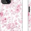 for iPhone 14 Plus Case Cute Wireless Charging Compatible Dual-Layer Shockproof Protection with Stylish Wildflower Design Protective Cover for Women - Romantic Pink Bloom