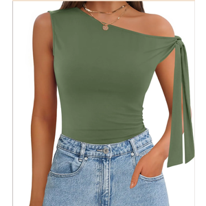 ZESICA Women's Off Shoulder Tops 2025 Summer Sleeveless Knit Slim Fit Cute T Shirts Going Out Tank Top