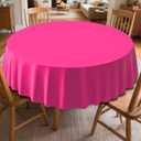 3 Pack Plastic Table Cloth Round 84 inch Plastic Tablecloth Disposable Round Cover Leakproof for Parties, Picnic, Camping, Birthday, Weeding Fushcia