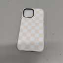 Compatible with MagSafe Checkered Phone Case for iPhone 13 Pro Max, Magnetic Cute Aesthetic Checkerboard Soft TPU and Hard PC Shockproof Protective Phone Cover for Women Girls-Beige