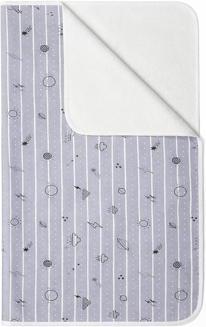 Baby Waterproof Bed Pad Washable Mattress Pad Reusable Underpads Bed Wetting Incontinence Cover for Baby Toddler Children and Adults-Gray Sky