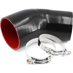 45 Degree 3.5 to 4 Inch(89-102mm) Silicone Reducer Coupler Hose,4-Ply Reinforced,Length 4Inch(102mm) with 2Pcs T-Bolt Clamps Turbo/Intercooler/Intake Piping