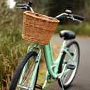 ProSource Wicker Bike Basket Front Cargo for Women and Men, Fits Most Bicycles, Beach Cruisers, Stationary Equipment, and Ebikes, Light Brown