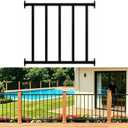 Porch and Deck Railing, 2ft W x 36in H Railing with Screws, Black Textured Powder Coating Rail System for Outdoor Decks, Porches and Balconies, Terraces, Gardens