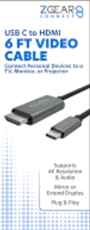 ZGEAR Connect. USB C to HDMI 6FT Video Cable