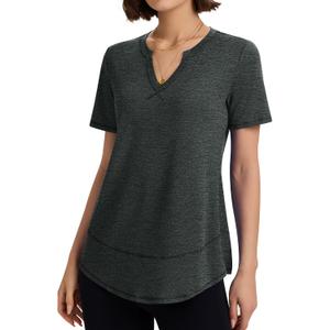 TCOT Workout Tops for Women V Neck Short Sleeve Hiking T-Shirts Yoga Shirts Athletic Top Exercise Shirt (M)