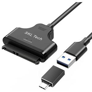 SKL Tech USB 3.0 SATA III Hard Drive Adapter Cable, SATA to USB Adapter Cable for 2.5 inch SSD & HDD, Support UASP, 9 inch with USB C Adapter
