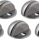 Design House Door Stops, Rubber Cushion Stoppers, Floor-Mounted, Heavy-Duty Zinc, Easy Installation, 5-Pack, Satin Nickel, 1.75 in. Diameter x 1.25 in. H, 181883