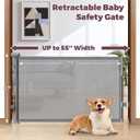 Retractable Baby Gate for Stairs, 55" Wide Mesh Dog Gate Indoor, 34" Tall Child Gate for Doorways, Hallways, Deck, Indoor Outdoor Pet Baby Safety Essentials for Home, Grey