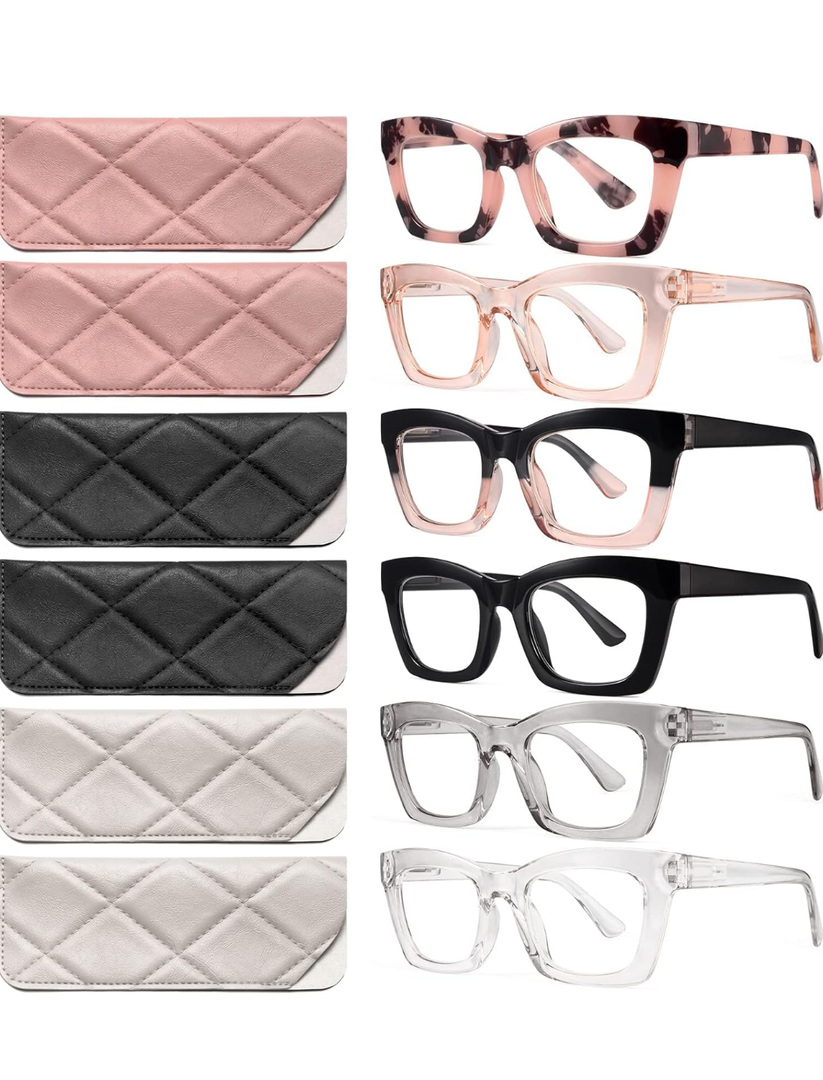 CCVOO 6 Pack Oprah Reading Glasses for Women, Eyeglasses, Blue Light Readers for Women, Computer Eye Glasses, Cheaters +3.50