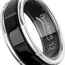 Smart Ring 1.0 for Men/Women, No Subscription Fee, 7-8 Days Battery Life, HRV/Stress Monitoring/Sleep Track/Fitness for iOS and Android, Gloss Black & Silver, Size 12