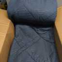 Exclusivo Mezcla Ultrasonic King Quilt Set, 3-Piece Lightweight Bedspreads Modern Striped Coverlet, Navy Blue