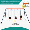 HLC Metal Kids Garden Swing Set with Glider for Toddler Heavy-Duty A-Frame with 2 Seats and 1 Swing Glider for Outdoor Backyard, Ages 3-10, Hold up to 440lbs