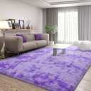FlyDOIT Purple Tie-Dyed Large Rugs for Living Room, 4x6 Feet Shaggy Rug Fluffy Throw Carpets, Ultra Soft Plush Modern Indoor Fuzzy Rugs for Bedroom Girls Kids Nursery Room Dorm Home Decor, 4' x 6' (Rectangular), Purple