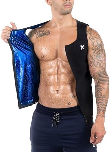 Kewlioo Men's Heat Trapping Zipper Sweat Enhancing Vest - Sauna Suit Shirt Compression Vest Shapewear Top for Gym Exercise M