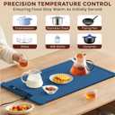Electric Warming Tray for Food-Versatile Food Warming Mat for Parties- 3 Temperature Settings-Rollable & Portable,Premium Silicone Nano-Material with Auto Shut-Off - Heating Mat for Gatherings (Blue)