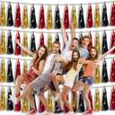 4P Red-Black Gold Foil Fringe Tassel Banner Garland Metallic Tinsel Streamers Wall Hanging Curtain Backdrop Banners for Parade Floats, 2025 Graduation Decorations, Baby Bridal Shower Party Decoration